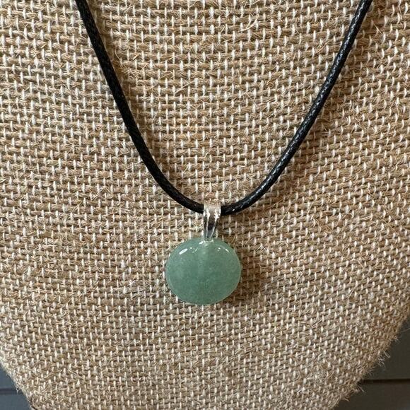 Natural Stone Circle Pendant Set of 5 Colors with Black Cord - Picture 2 of 5